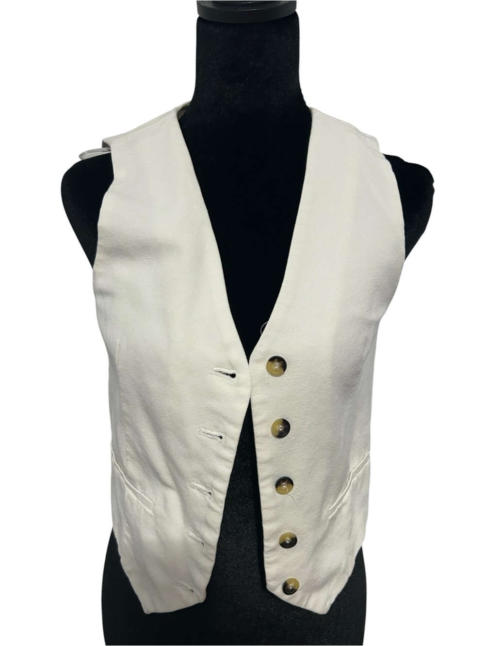 Sleeveless V-Neck Button Front Vest Top - White Zara Size XS - Picture 2 of 4